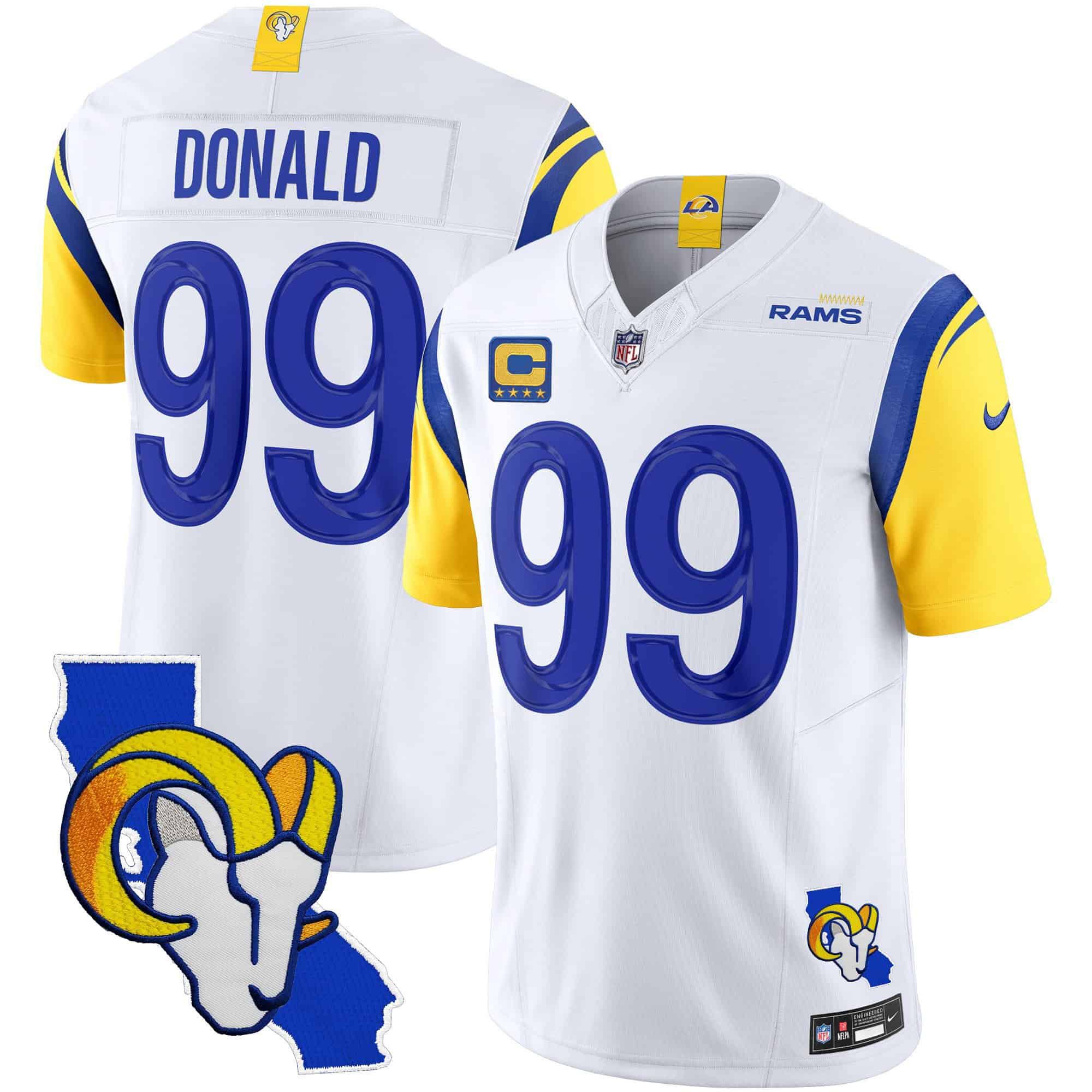 Men Los Angeles Rams #99 Donald White 2024 Nike California Patch Vapor Limited NFL Jersey